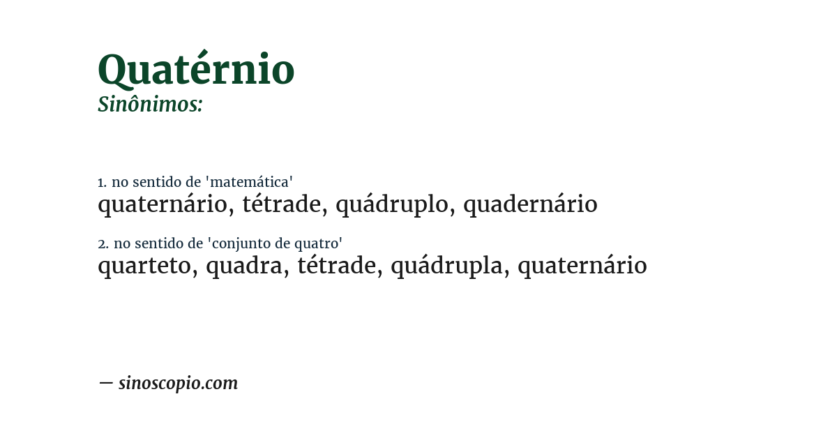 Sinônimo de quatérnio