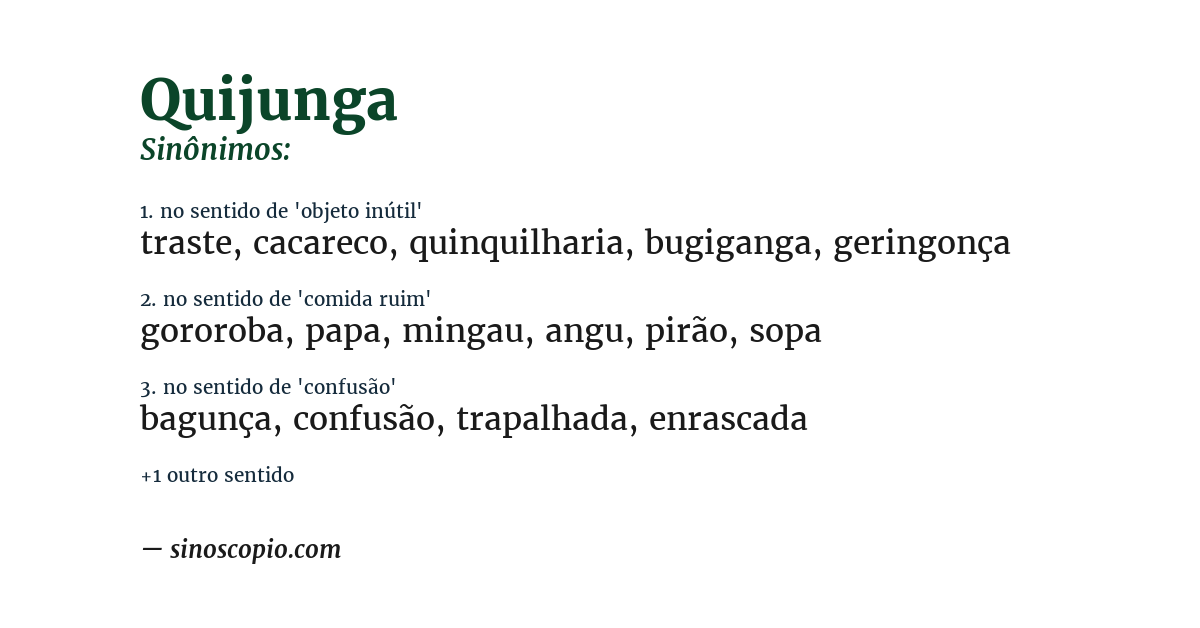 Sinônimo de quijunga