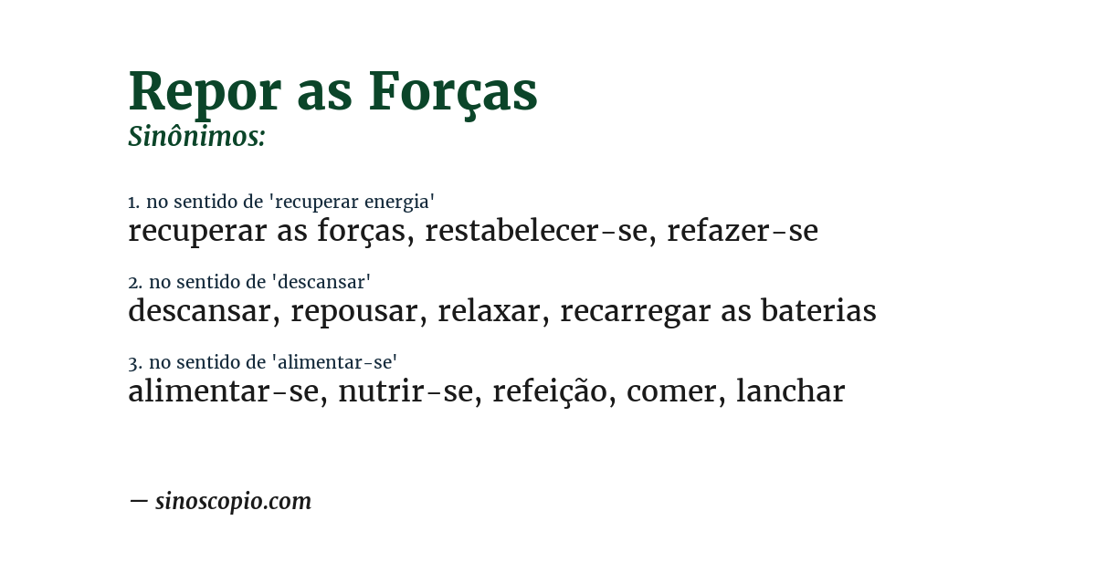 Sinônimo de repor as forças