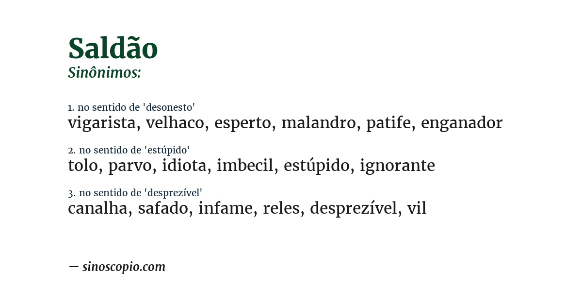 Sinônimo de saldão
