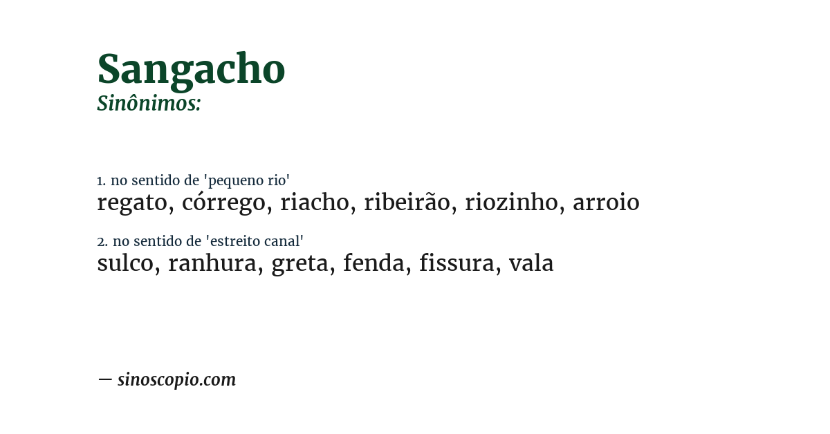 Sinônimo de sangacho