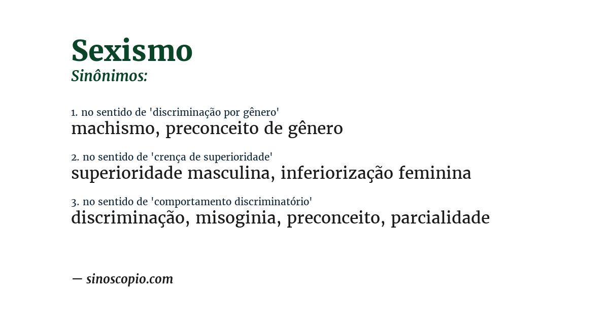 Sinônimo de sexismo
