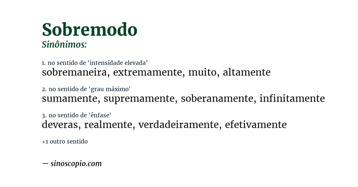 Sinônimo de sobremodo