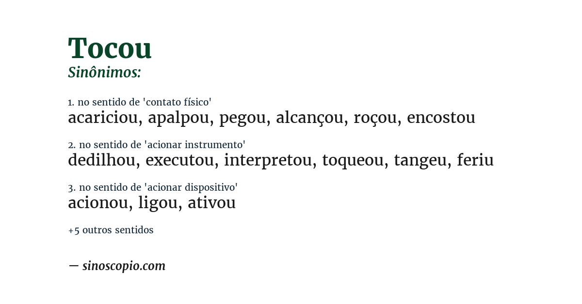 Sinônimo de tocou
