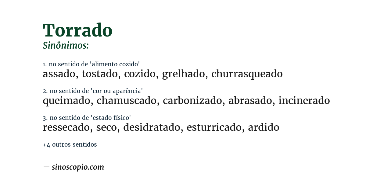 Sinônimo de torrado