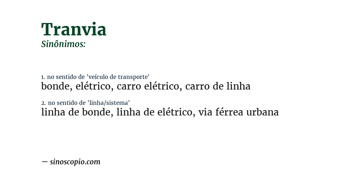 Sinônimo de tranvia