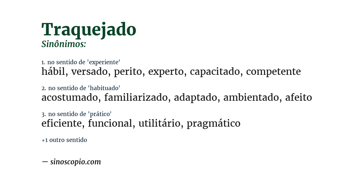 Sinônimo de traquejado