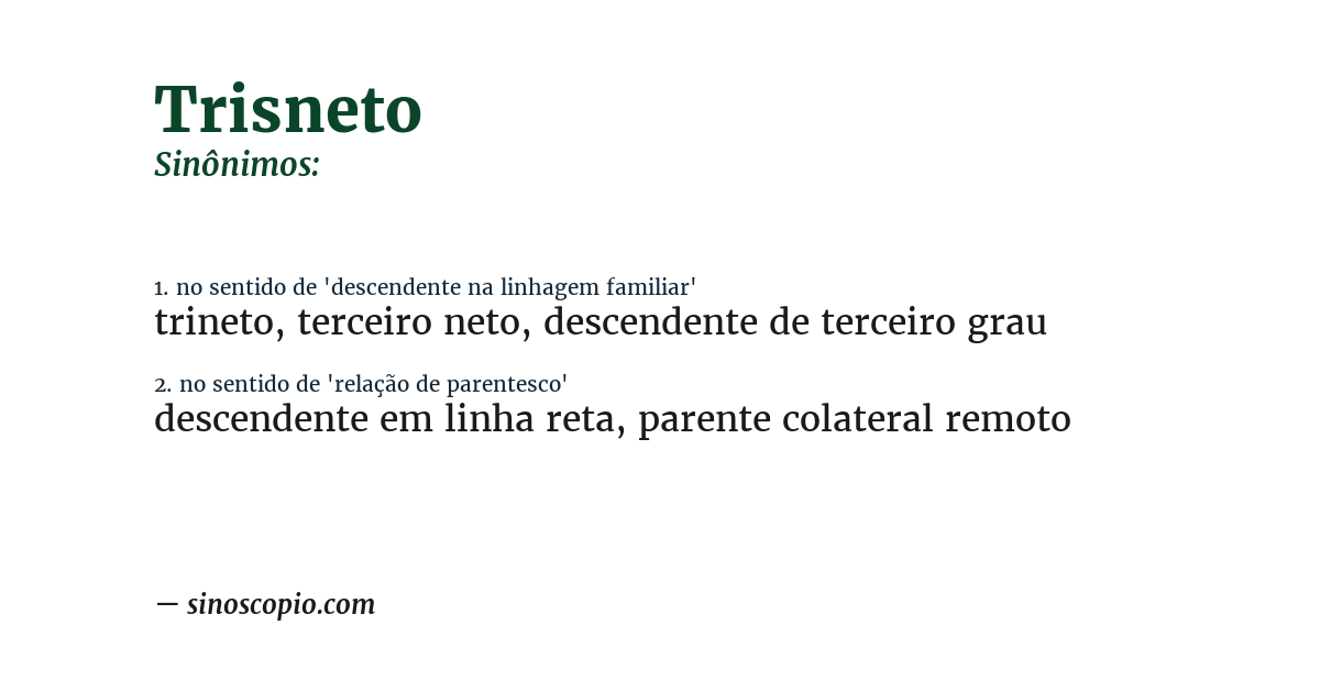Sinônimo de trisneto