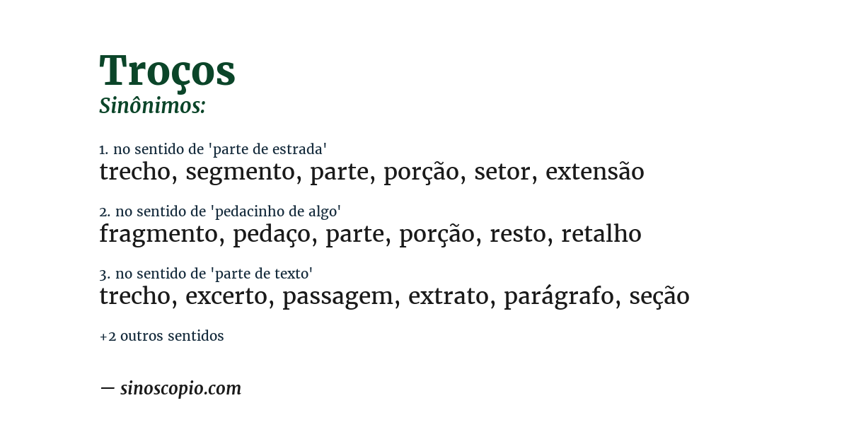 Sinônimo de troços