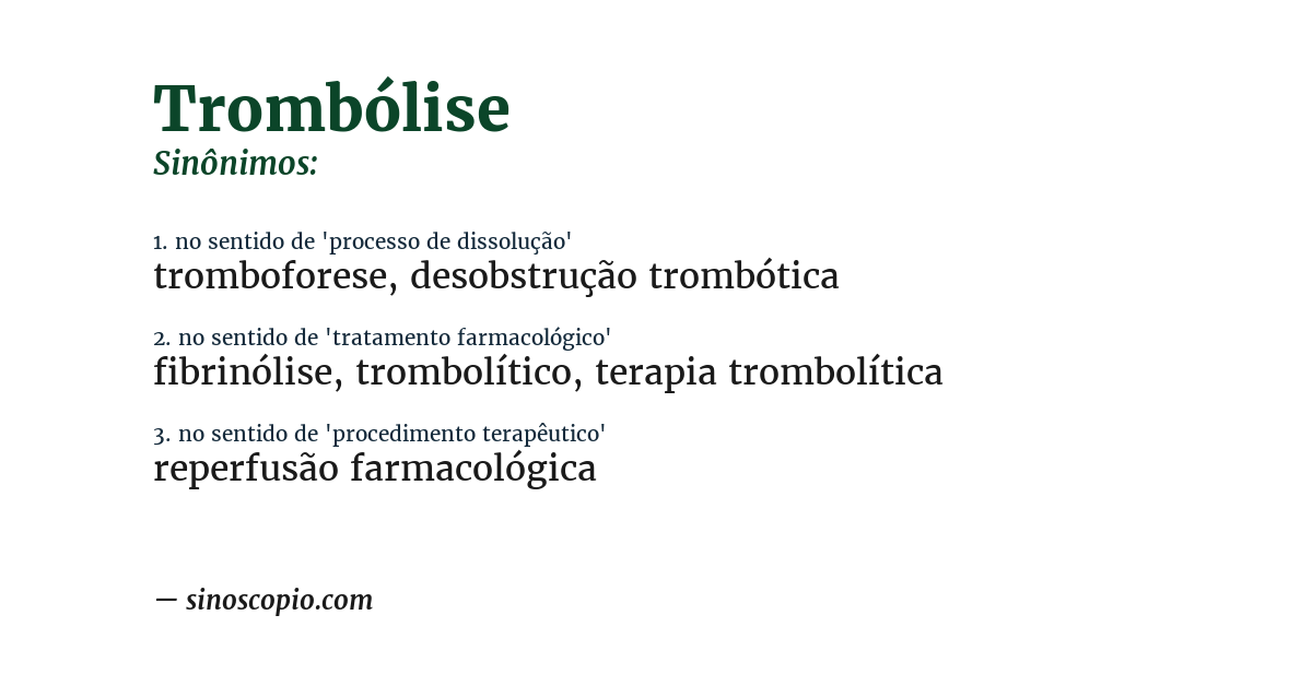 Sinônimo de trombólise