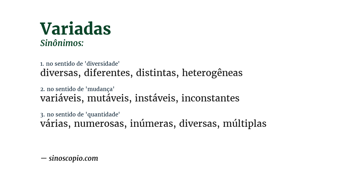 Sinônimo de variadas