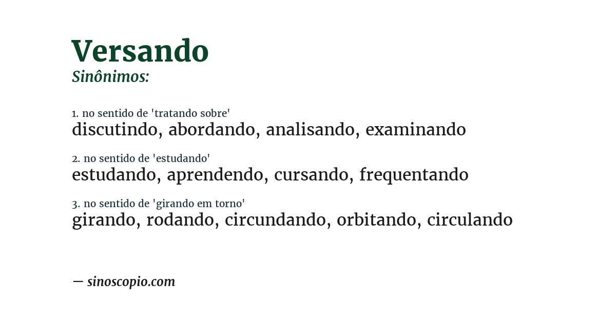 Sinônimo de versando