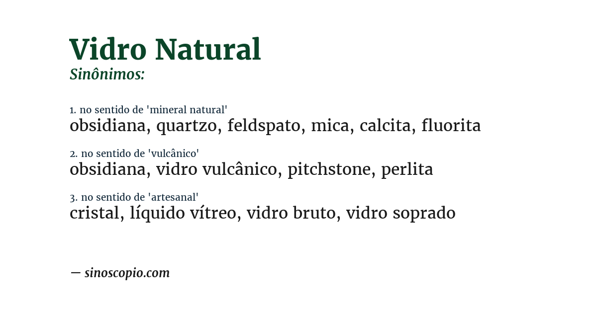 Sinônimo de vidro natural