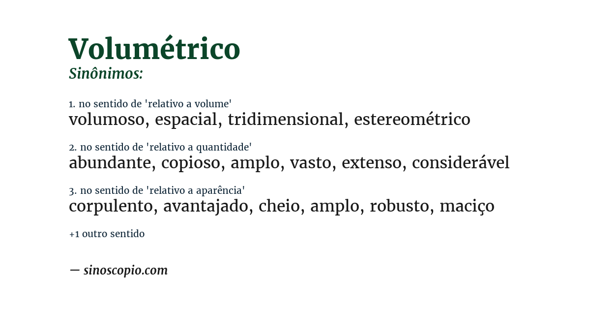 Sinônimo de volumétrico