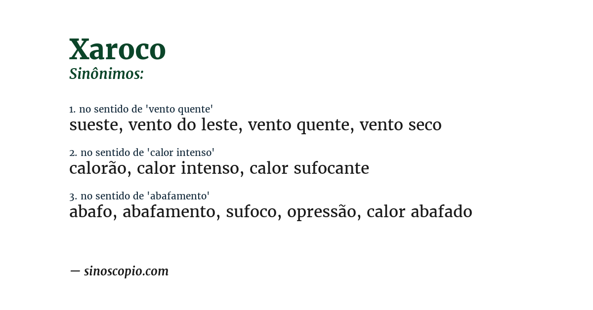 Sinônimo de xaroco