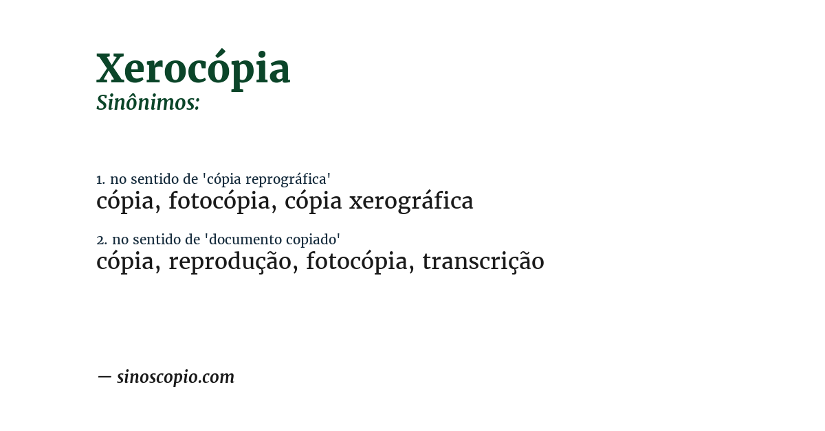 Sinônimo de xerocópia
