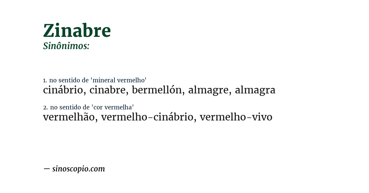 Sinônimo de zinabre