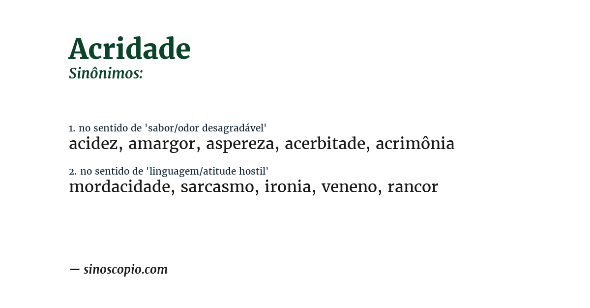 Sinônimo de acridade