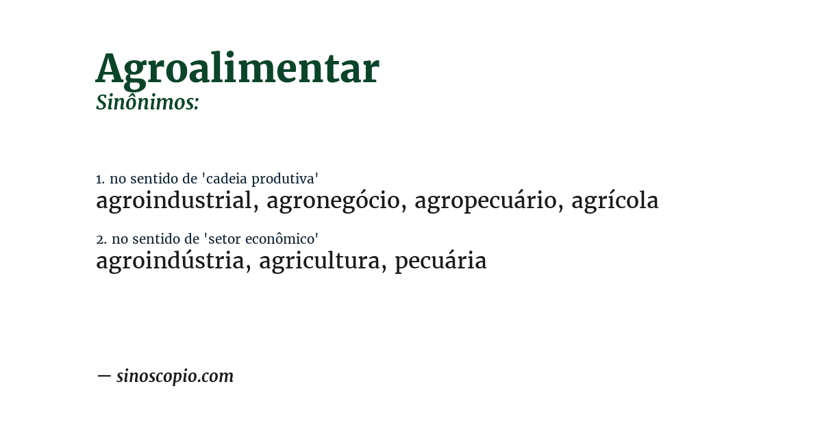 Sinônimo de agroalimentar