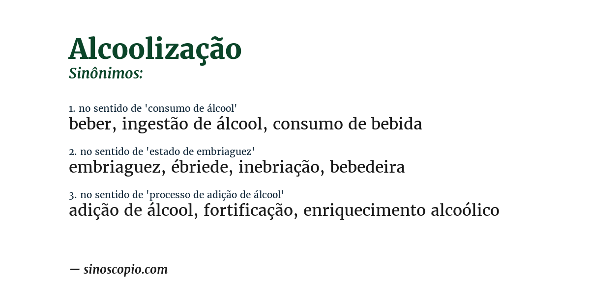Sinônimo de alcoolização