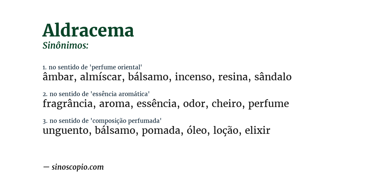 Sinônimo de aldracema