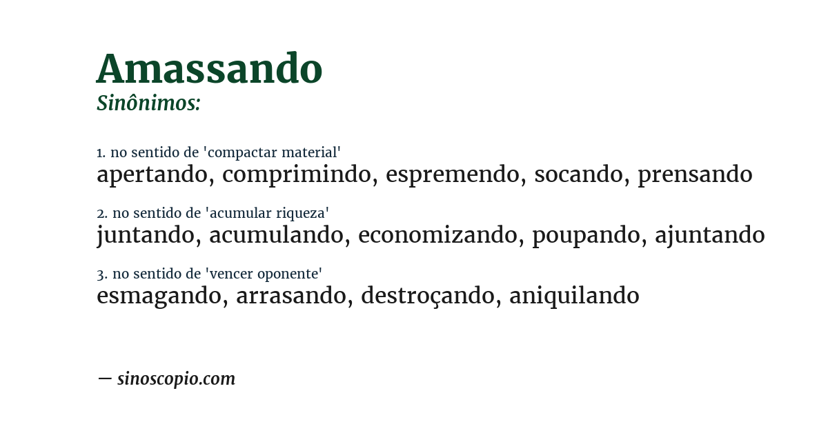 Sinônimo de amassando
