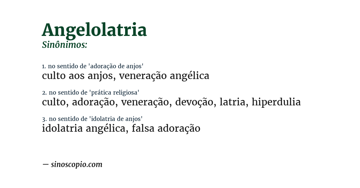 Sinônimo de angelolatria