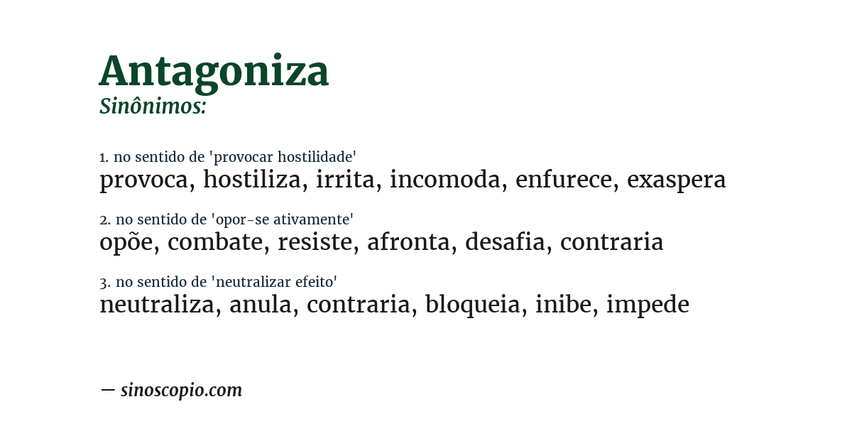 Sinônimo de antagoniza