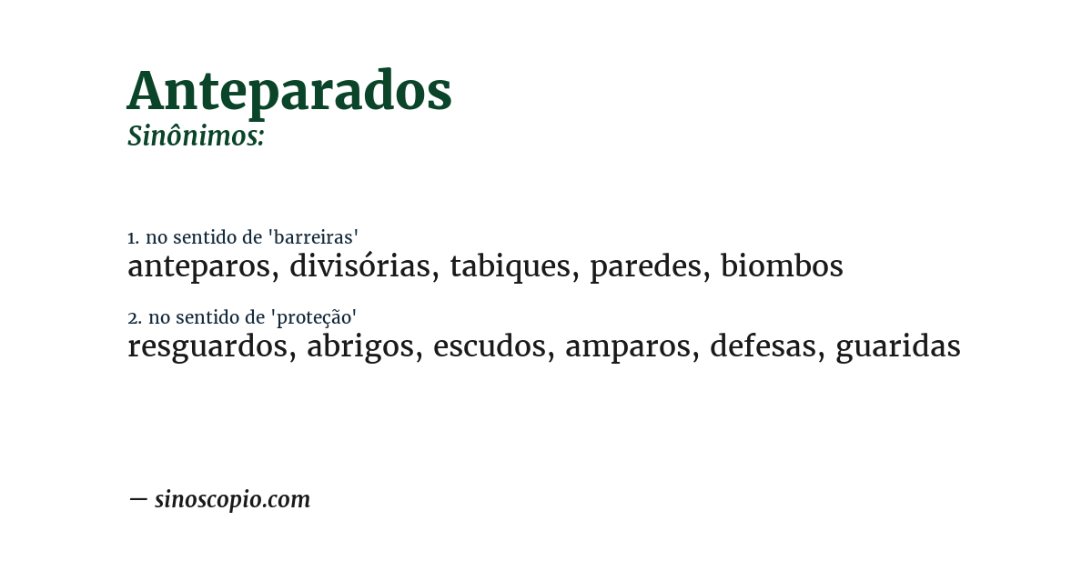 Sinônimo de anteparados