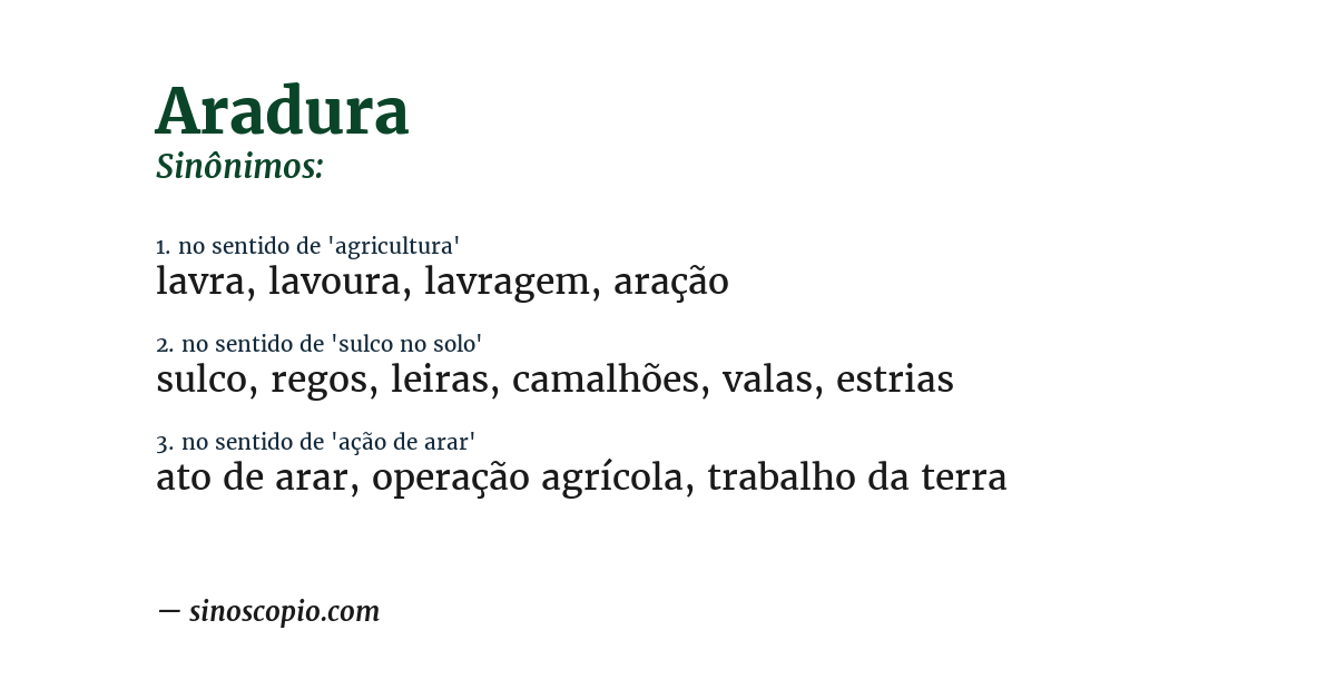 Sinônimo de aradura