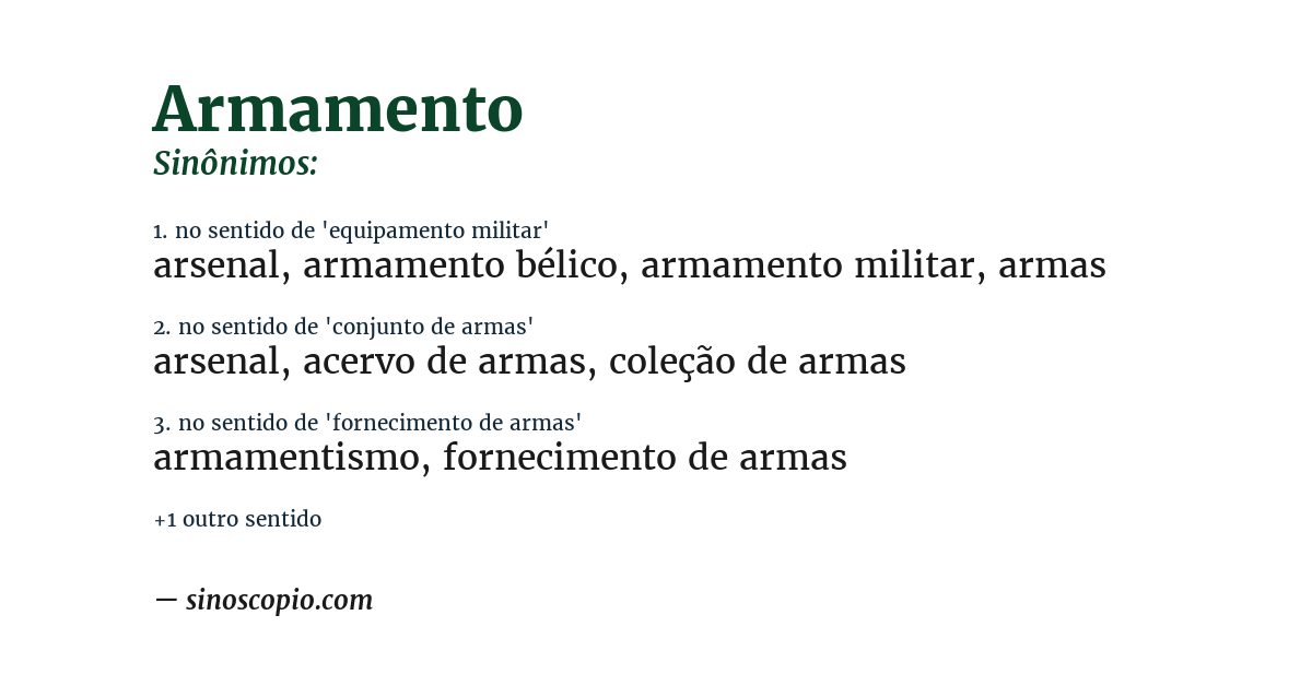 Sinônimo de armamento