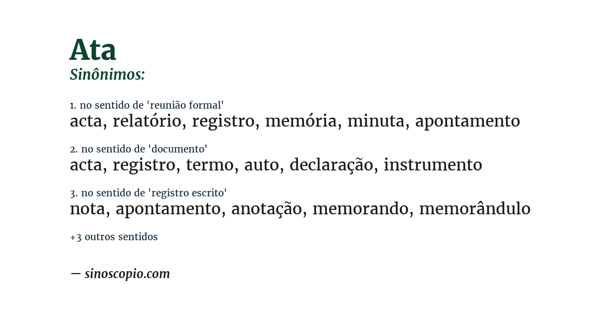 Sinônimo de ata