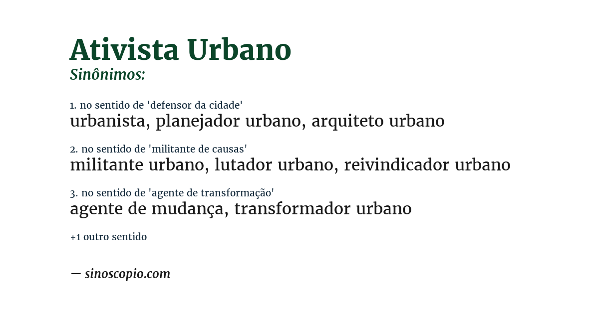 Sinônimo de ativista urbano
