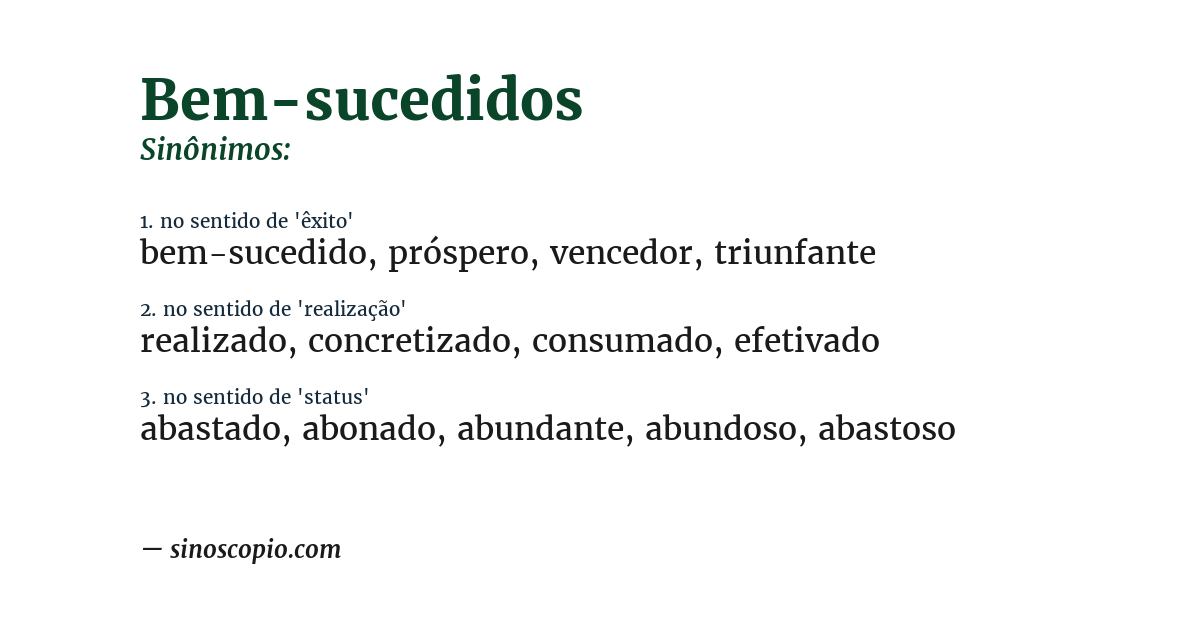 Sinônimo de bem-sucedidos