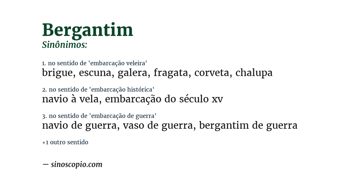 Sinônimo de bergantim