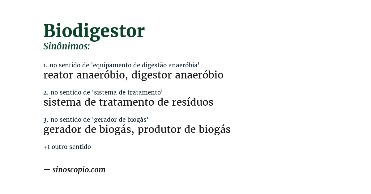 Sinônimo de biodigestor