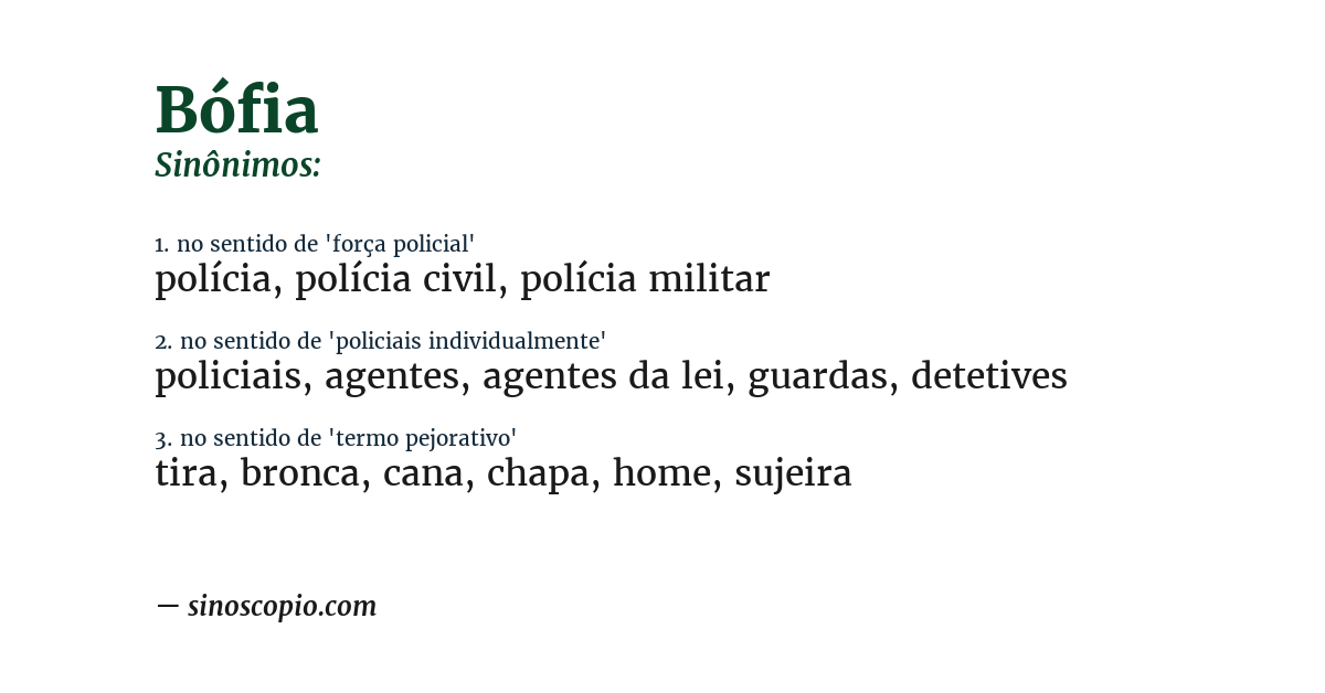Sinônimo de bófia