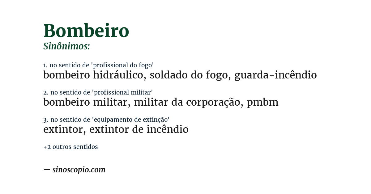 Sinônimo de bombeiro