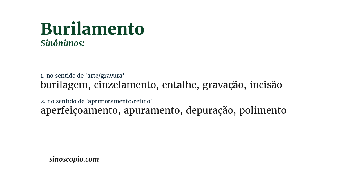 Sinônimo de burilamento