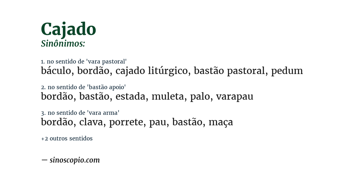 Sinônimo de cajado