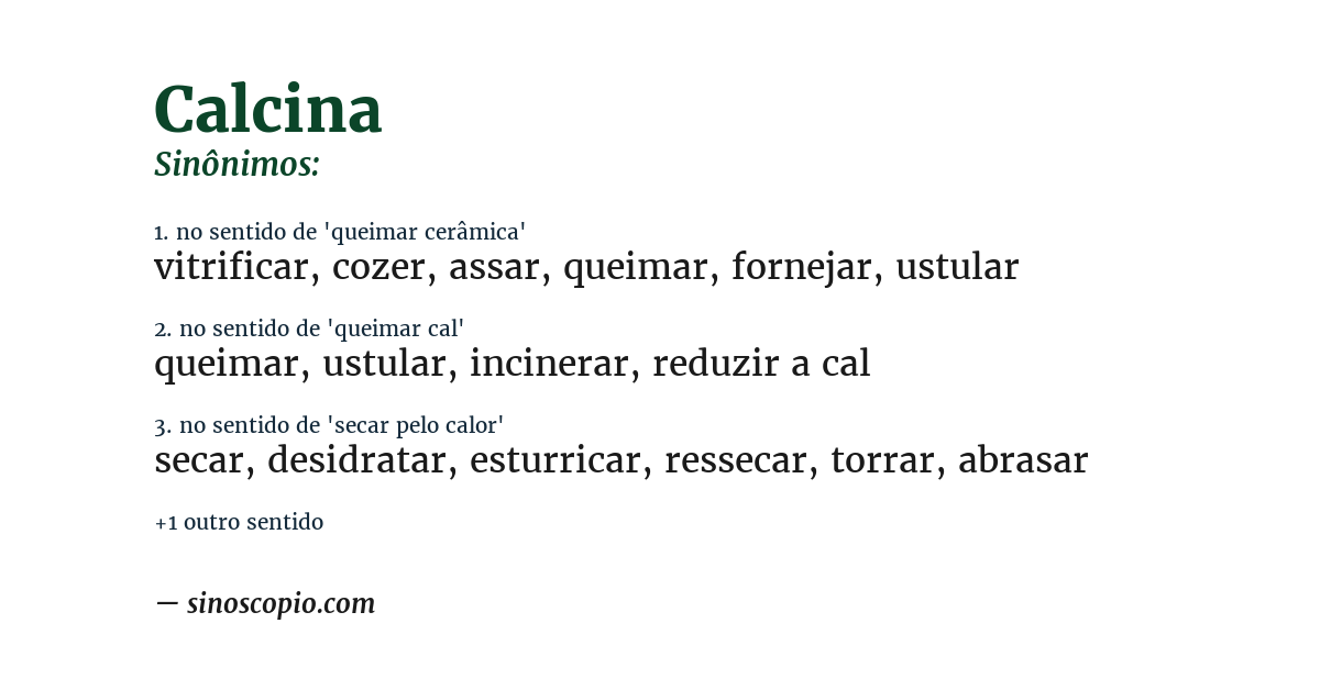Sinônimo de calcina