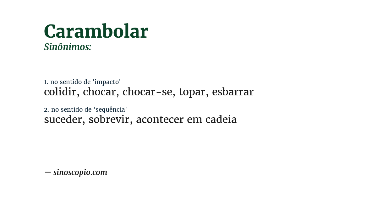 Sinônimo de carambolar
