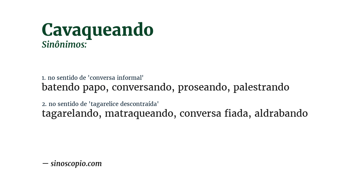 Sinônimo de cavaqueando