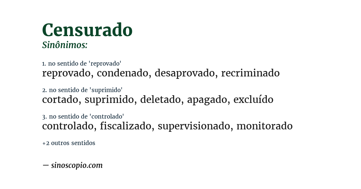 Sinônimo de censurado