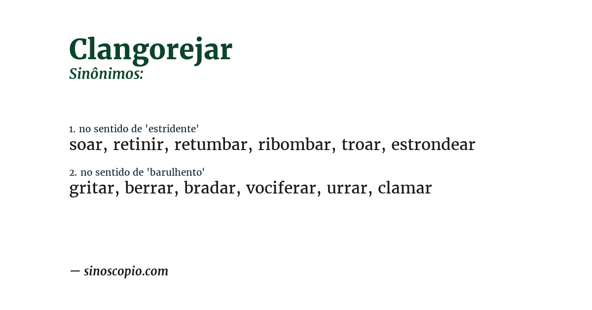 Sinônimo de clangorejar
