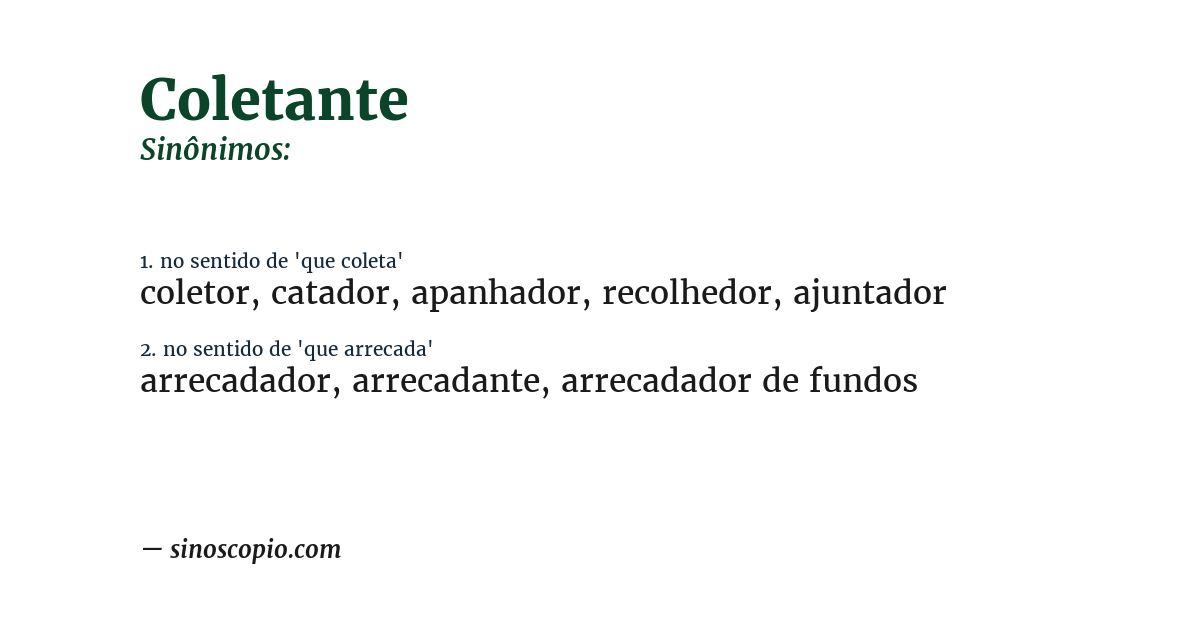 Sinônimo de coletante