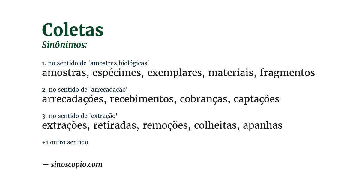 Sinônimo de coletas
