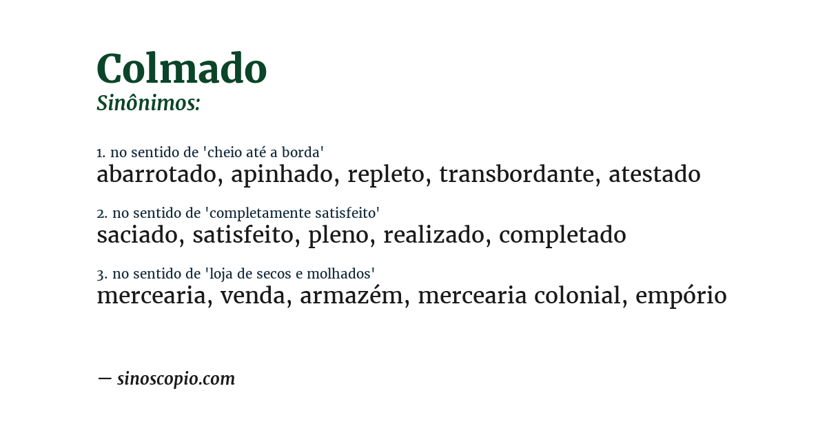 Sinônimo de colmado