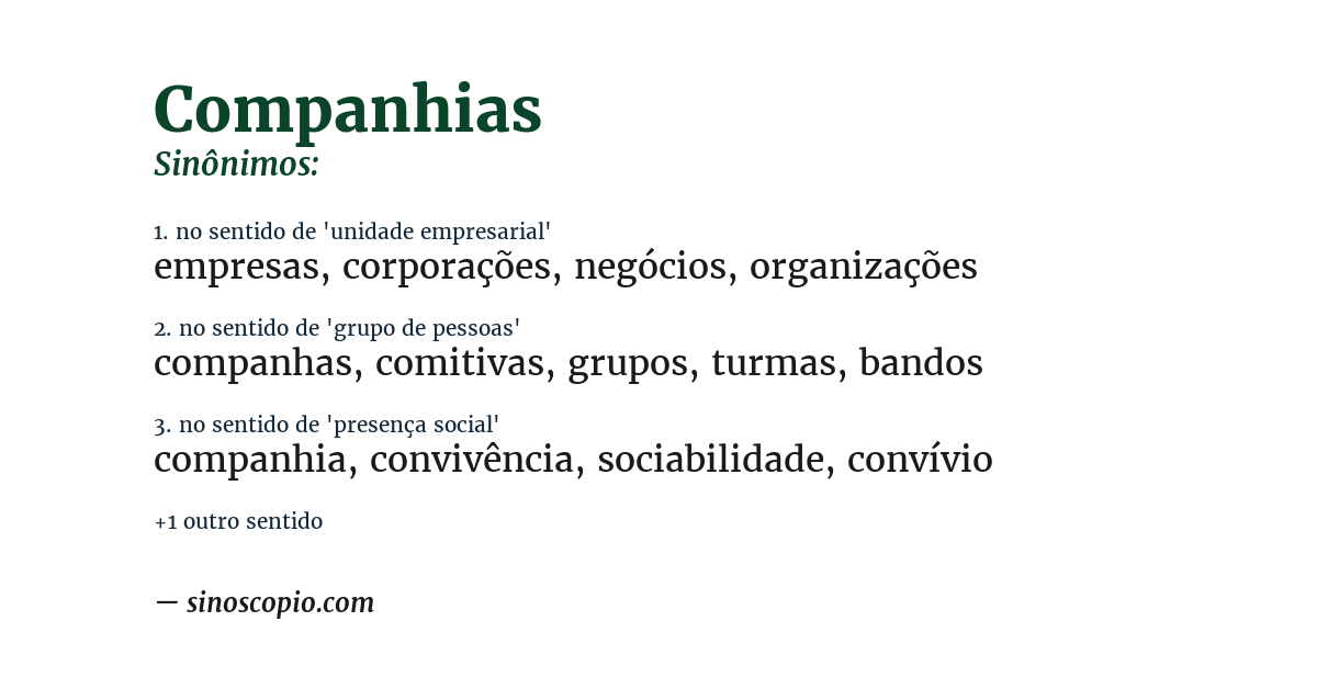 Sinônimo de companhias