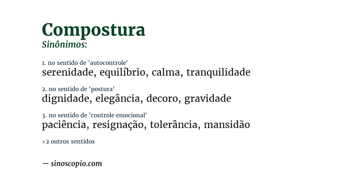 Sinônimo de compostura